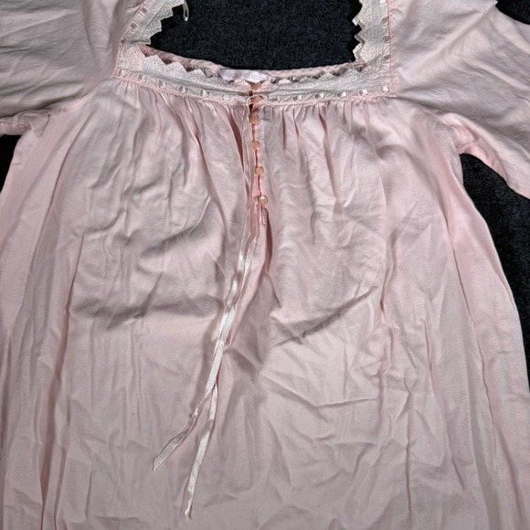 Victoria Secret Pink Long Sleeve Lace Trim Nightgown Sleep Dress Size M - Picture 2 of 10